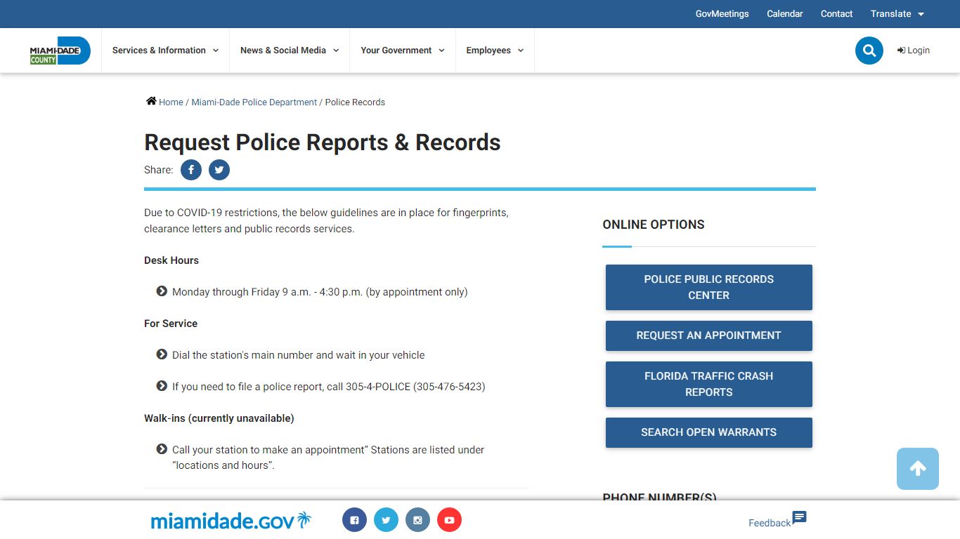 Request Police Reports & Records - Miami-Dade County, Florida